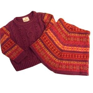 Hanna Andersson Knit Sweater & Skirt Outfit Purple + Sz. 80 cm 18-24 Mos. Cotton
